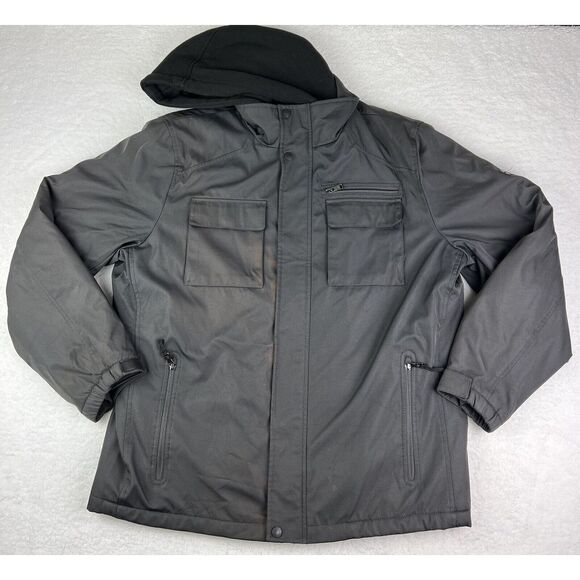 Calvin Klein Jacket Mens Size‎ Large Polar Hoodie and Fleece Lined Bib Black - Picture 1 of 16